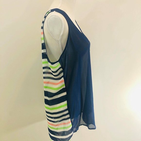 London Pie Woman’s Sz 1X Top Navy Coral Lime - Picture 4 of 8